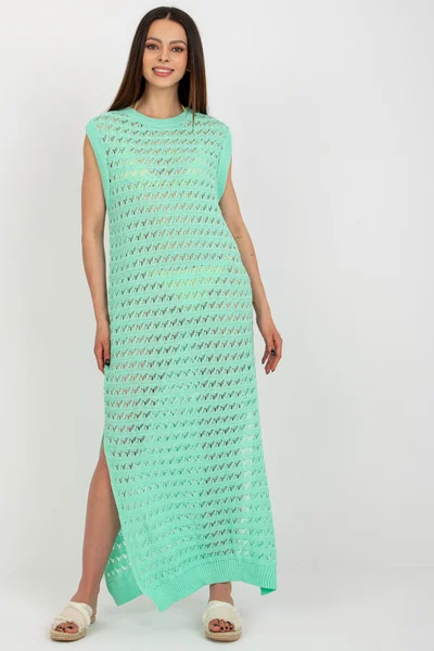 Dámské mint pletené maxi šaty - Ležérní elegance Fashionhunters