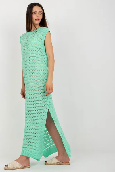 Dámské mint pletené maxi šaty - Ležérní elegance Fashionhunters