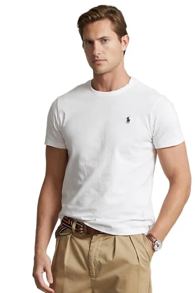 Pánské bílé tričko Ralph Lauren Custom Slim Fit