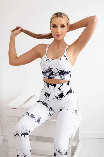 Fitness set Top + Push-Up Legíny Bílý K-Fashion