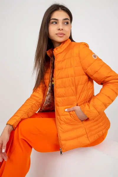 Oranžová dámská bunda s kapsami od FPrice