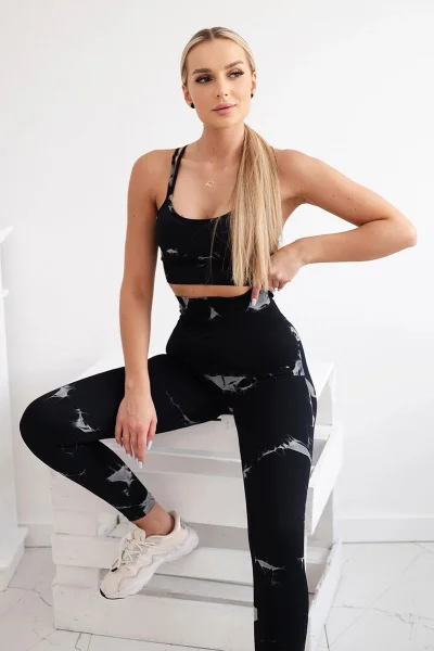 Fitness set top + push-up legíny černý K-Fashion