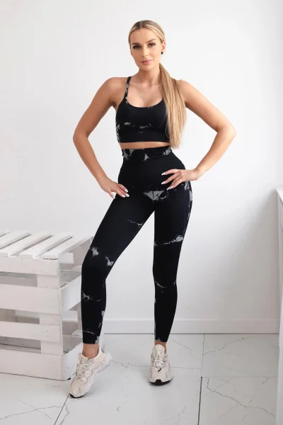 Fitness set top + push-up legíny černý K-Fashion