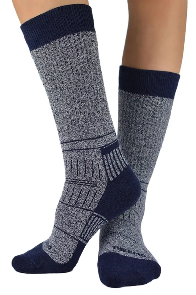 Teplé pánské ponožky z bavlny a vlny - Modrá M03