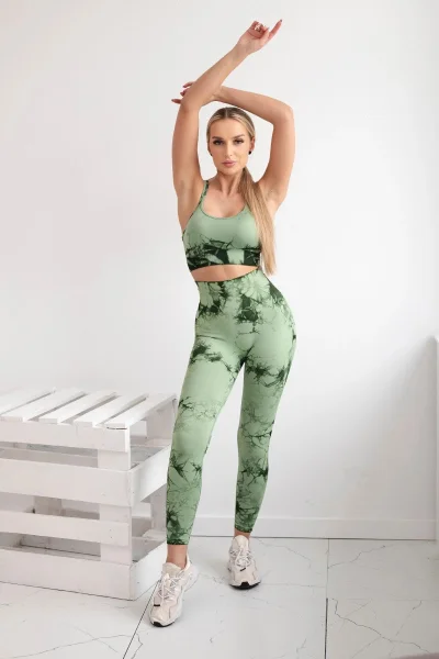 Námořní mátový fitness set: top a push-up legíny K-Fashion