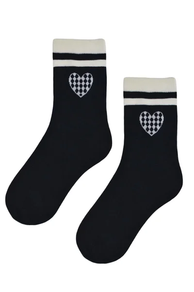 Černé dámské ponožky srdce z bavlny Noviti