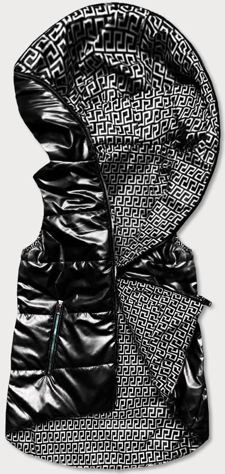 Černá dámská rozšířená oboustranná vesta 697PCE SWEST, odcienie czerni XL (42) i392_19876-53