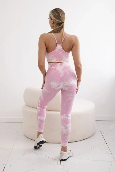 Fitness set růžový: nastavitelný top & push-up legíny K-Fashion