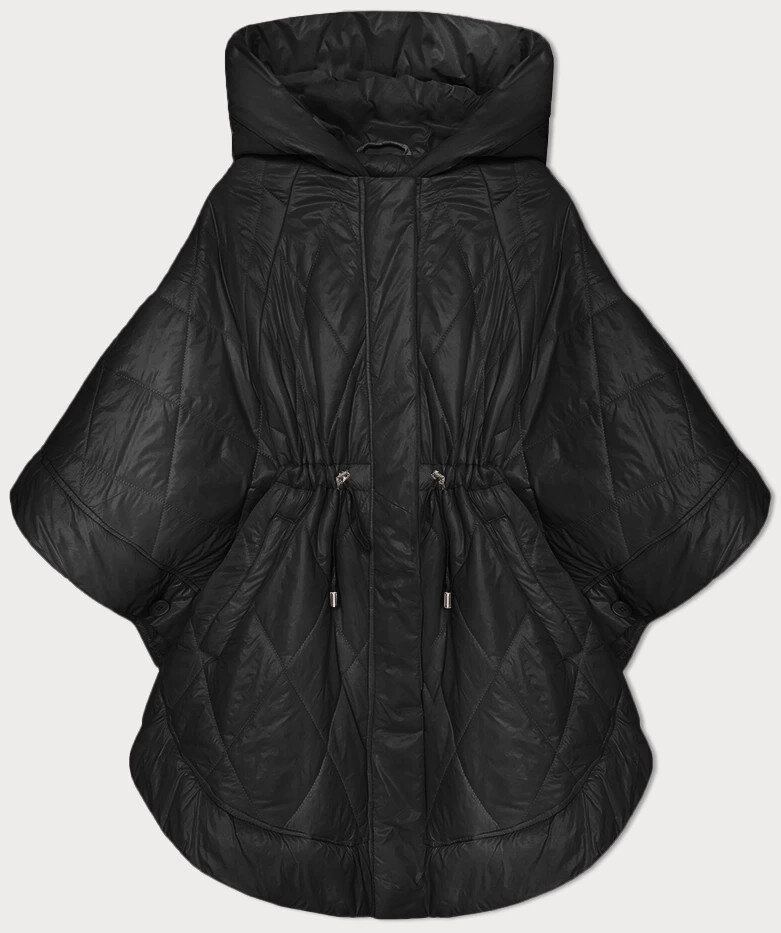 Černá pončo bunda s kapucí MINORITY, odcienie czerni S (36) i392_23772-46