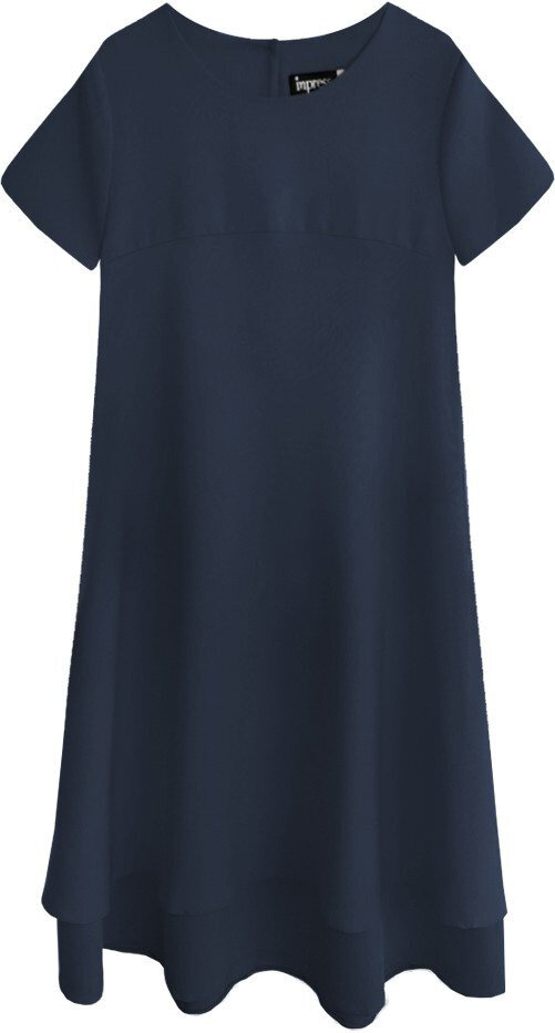 Dámské tmavě modré trapézové šaty 07VJ8 INPRESS, odcienie niebieskiego S (36) i392_13696-46