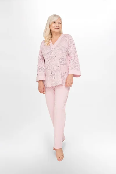 Růžové geometrické pyžamo Martel pro ženy