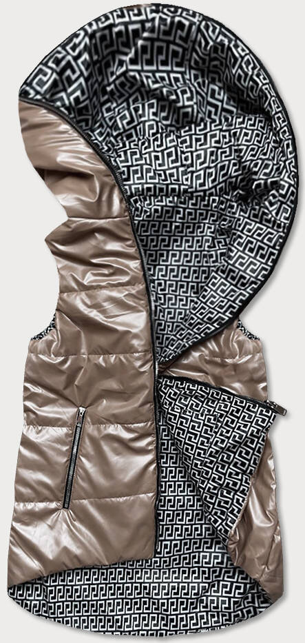 Rozšířená oboustranná dámská vesta v barvě cappuccino 2I23X SWEST, odcienie beżu XL (42) i392_19879-53