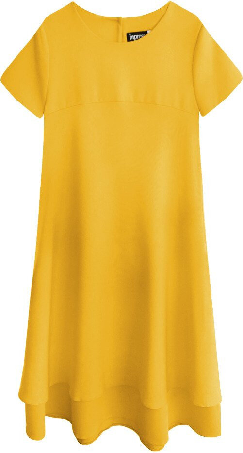 Dámské žluté trapézové šaty 3Q1584 INPRESS, odcienie żółtego S (36) i392_13698-46