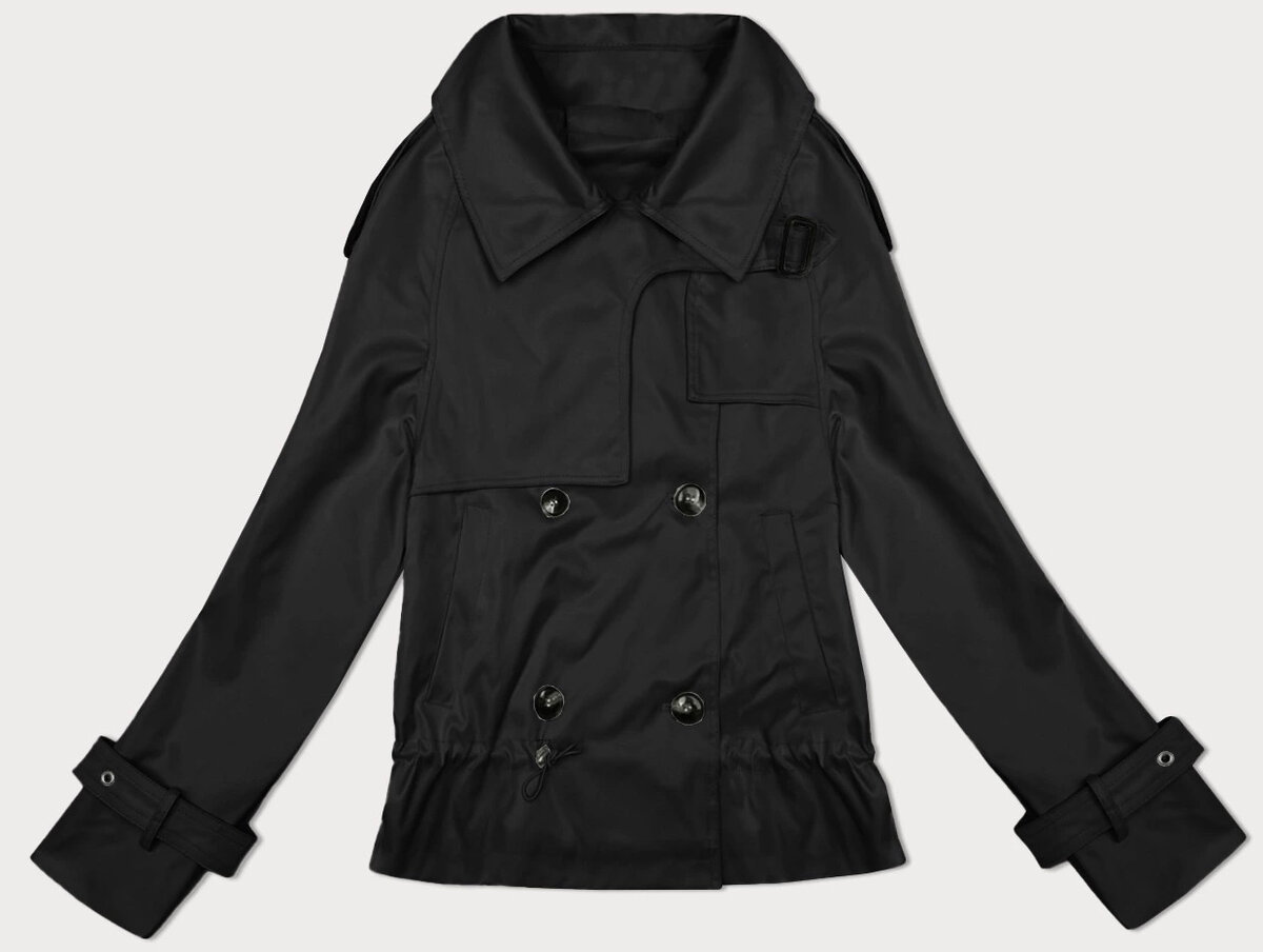Černá dámská bunda na zimu s klopy a podšívkou HONEY WINTER, odcienie czerni S (36) i392_23777-46