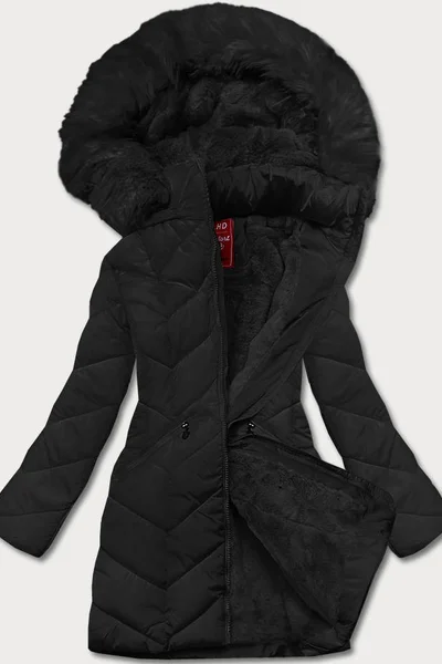 Zimní bunda s odnímatelnou kožešinou a péřovou výplní pro ženy