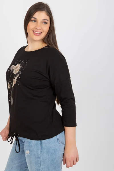 Černá lesklá plus size halenka Fashionhunters