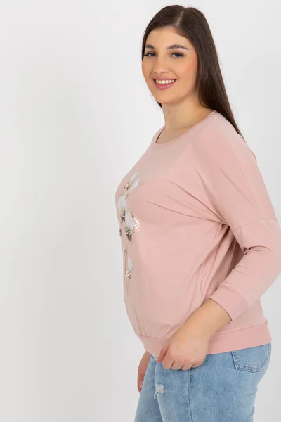 Světle růžová plus size halenka 3/4 Fashionhunters