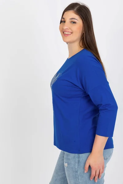 Fashionhunters Dámská Plus Size Halenka s Potiskem a Kamínky