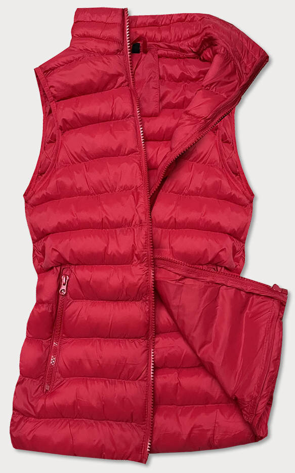 Tmavě červená krátká dámská prošívaná vesta Z11A50 J.STYLE, odcienie czerwieni XL (42) i392_18805-53