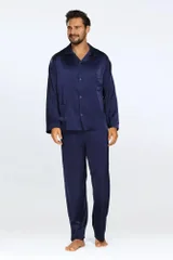 Mužské luxusní saténové pyžamo Lukas modré DKaren
