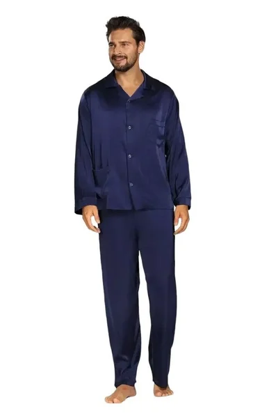 Mužské luxusní saténové pyžamo Lukas modré DKaren