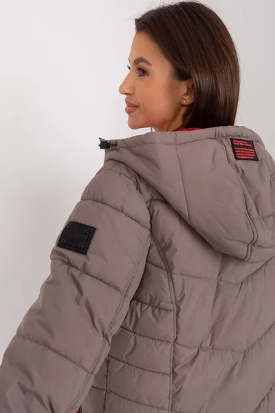 Zimní dámský kabát s kapucí - Světle hnědý SUBLEVEL