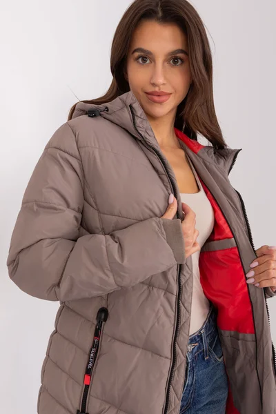 Zimní dámský kabát s kapucí - Světle hnědý SUBLEVEL