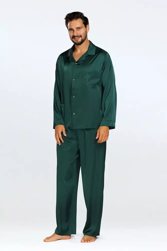 Zelené luxusní pánské saténové pyžamo Lukas, zelená M i43_80765_2:zelená_3:M_
