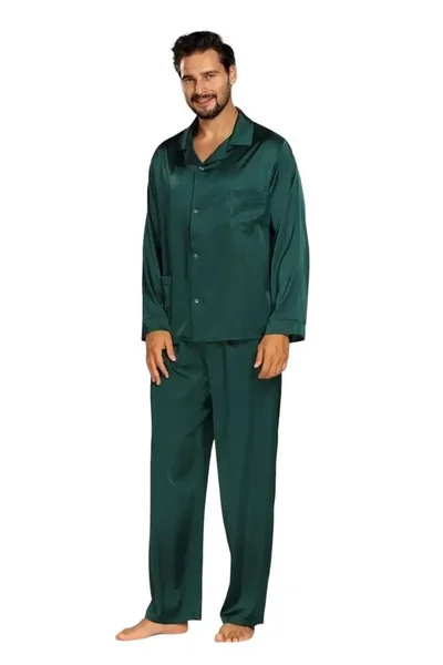 Zelené luxusní pánské saténové pyžamo Lukas