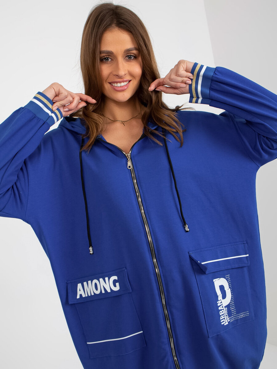 Modrá dámská mikina s kapucí od FPrice - pohodlný kousek do každého šatníku, L/XL i523_2016103351749