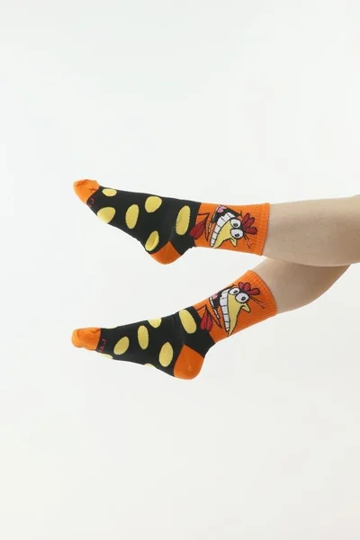 Veselé Cow and Chicken ponožky Moraj oranžové