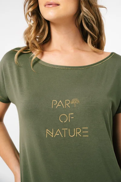 Italian Fashion Noční Košile Natura Krátký Rukáv Khaki