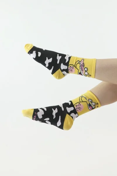 Veselé Cow and Chicken ponožky Moraj Yellow