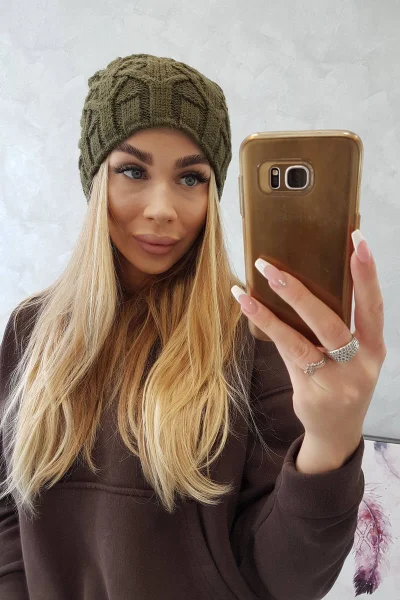 Fleecová dětská čepice Sonia khaki - K-Fashion