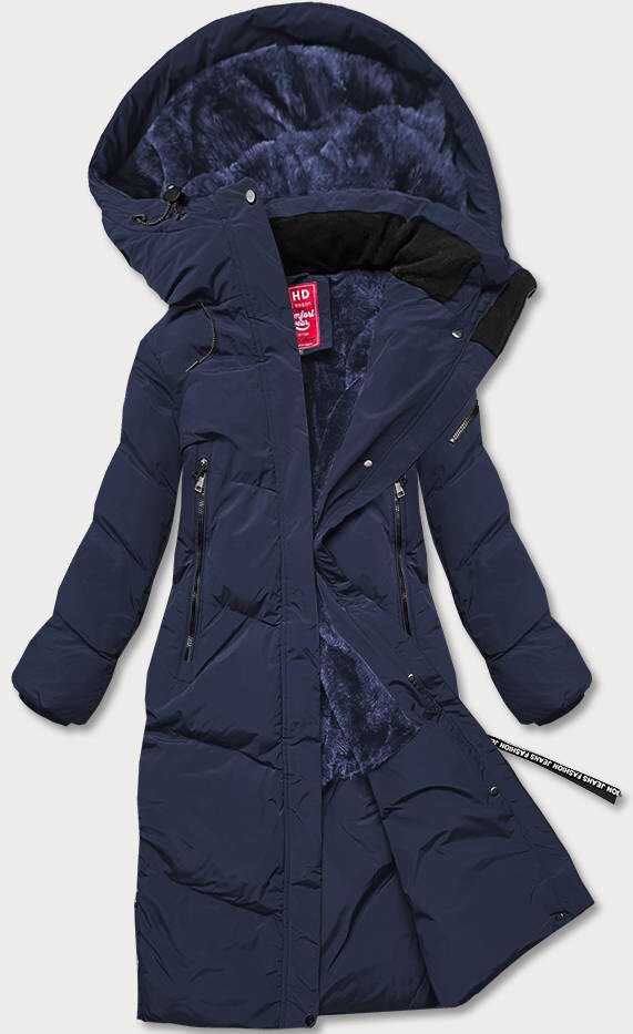 Kožešinová bunda na zimu LHD s modrou podšívkou, odcienie niebieskiego XXL (44) i392_21108-48
