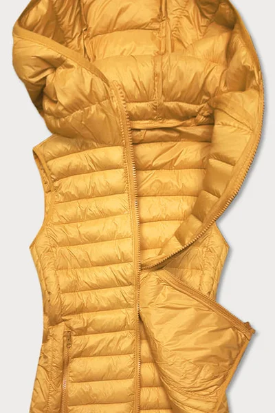 Žlutá prošívaná dámská vesta s kapucí 1BI5 J.STYLE