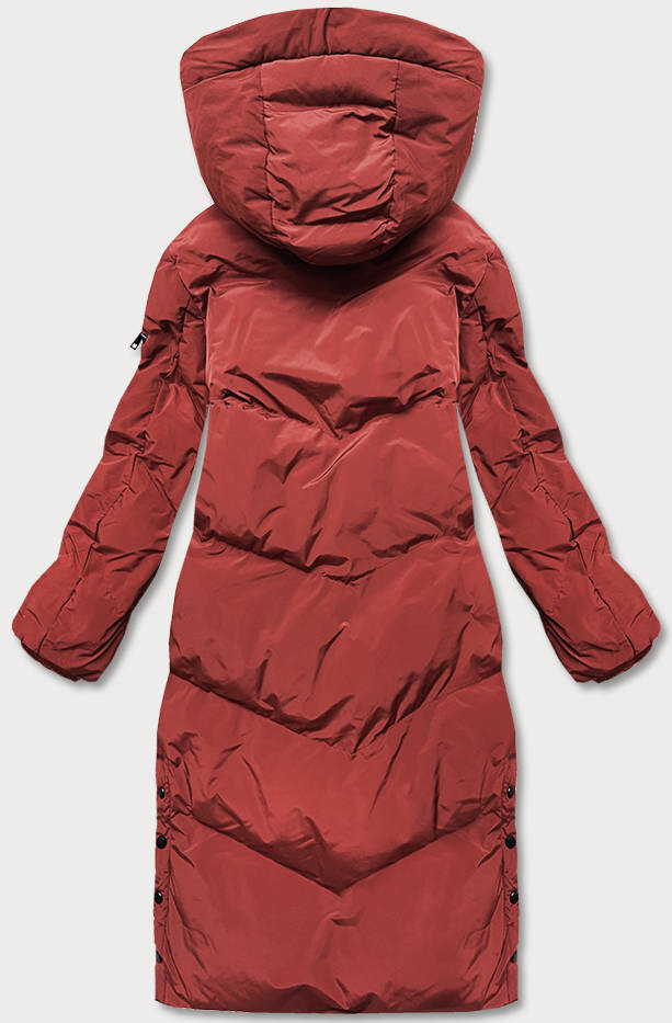 Zimní bunda s kožešinovou podšívkou v cihlové barvě, odcienie czerwieni S (36) i392_21109-46