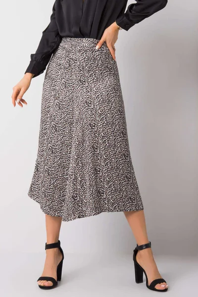 RUE PARIS Černá a béžová sukně s leopardím potiskem FPrice