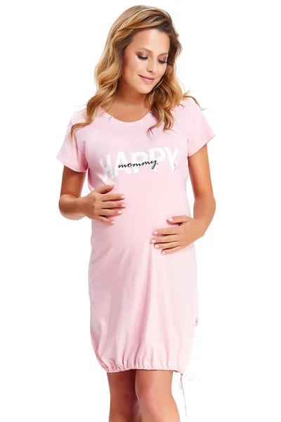 Růžová těhotenská a kojící noční košile Dobranocka