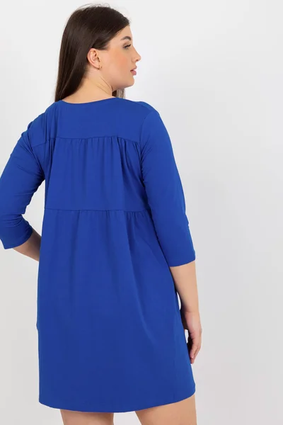 Dámské kobaltově modré plus size minišaty s kapsami Fashionhunters