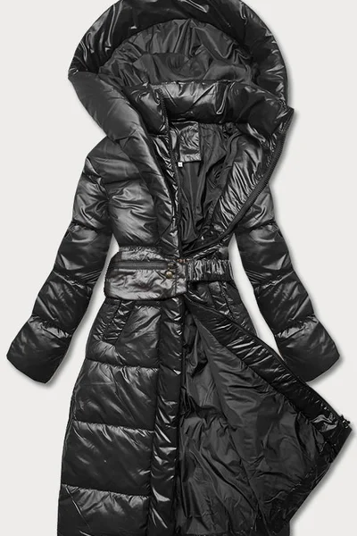 Černá bunda na zimu s opaskem a kapucí od MINORITY