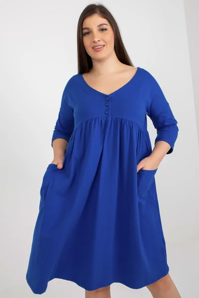 Dámské plus size tmavě modré šaty s rukávy Fashionhunters