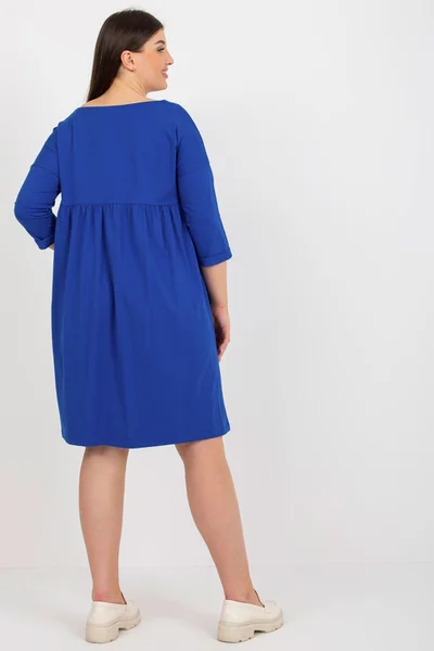 Dámské plus size tmavě modré šaty s rukávy Fashionhunters