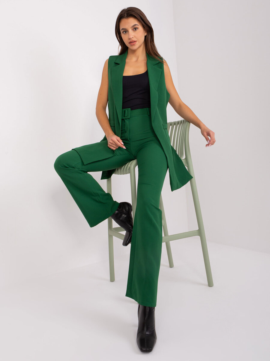 Zelená elegantní souprava se zvonovými kalhotami, XL i523_2016103455195