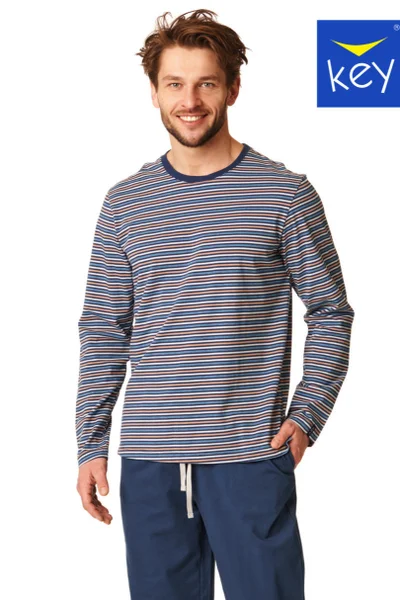 Mužské modré pletené pyžamo Key