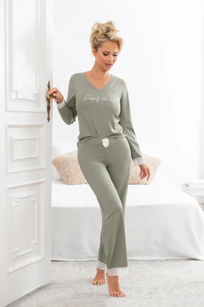 Pyžamo Donna Simply Long V-neck s krajkou