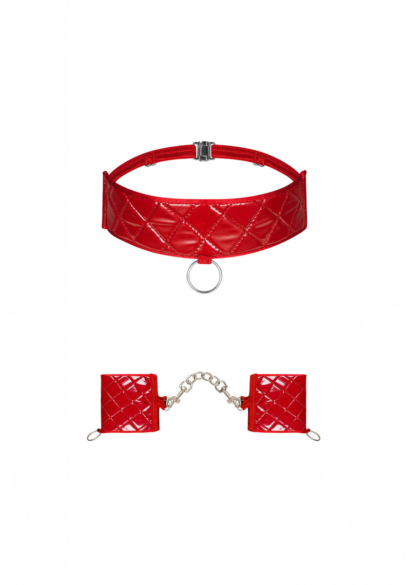 Pikantní sada Hunteria cuffs & choker - Obsessive, červená UNI i10_P53863_1:19_2:443_