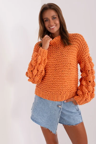 Dámský oversize oranžový svetr Fashionhunters