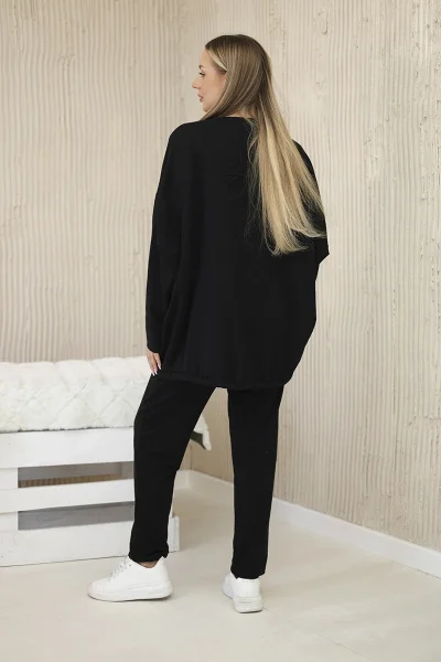 Oversize černý bavlněný komplet K-Fashion: Mikina + Kalhoty