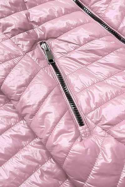 Lesklá bunda pro ženy ve špinavě růžové barvě E618X ATURE